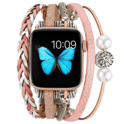 Jewelry Watch Band For Apple Watch Series 9&8&7 41mm / SE 3&SE 2&6&SE&5&4 40mm / 3&2&1 38mm(Pink)-garmade.com