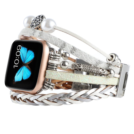 Jewelry Watch Band For Apple Watch Series 9&8&7 41mm / SE 3&SE 2&6&SE&5&4 40mm / 3&2&1 38mm(Beige)-garmade.com