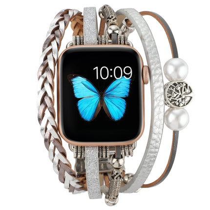 Jewelry Watch Band For Apple Watch Series 9&8&7 41mm / SE 3&SE 2&6&SE&5&4 40mm / 3&2&1 38mm(Silver)-garmade.com