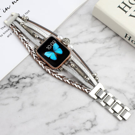 Jewelry Watch Band For Apple Watch Series 9&8&7 41mm / SE 3&SE 2&6&SE&5&4 40mm / 3&2&1 38mm(Silver)-garmade.com