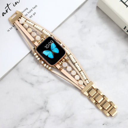 Jewelry Watch Band For Apple Watch Ultra 49mm&Watch Ultra 2 49mm / Series 9&8&7 45mm / SE 3&SE 2&6&SE&5&4 44mm / 3&2&1 42mm(Gold)-garmade.com