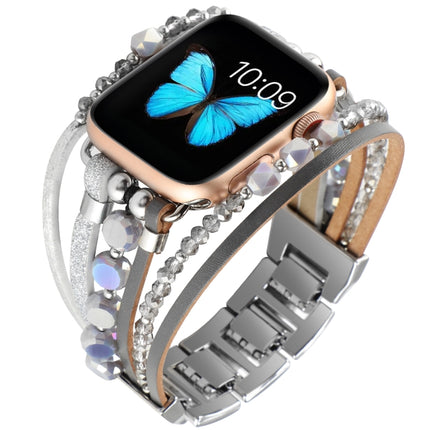 Jewelry Watch Band For Apple Watch Series 9&8&7 41mm / SE 3&SE 2&6&SE&5&4 40mm / 3&2&1 38mm(Silver)-garmade.com