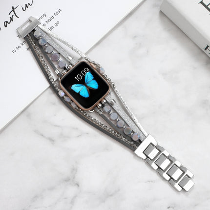 Jewelry Watch Band For Apple Watch Series 9&8&7 41mm / SE 3&SE 2&6&SE&5&4 40mm / 3&2&1 38mm(Silver)-garmade.com