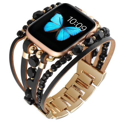 Jewelry Watch Band For Apple Watch Series 9&8&7 41mm / SE 3&SE 2&6&SE&5&4 40mm / 3&2&1 38mm(Black)-garmade.com