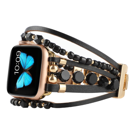 Jewelry Watch Band For Apple Watch Series 9&8&7 41mm / SE 3&SE 2&6&SE&5&4 40mm / 3&2&1 38mm(Black)-garmade.com