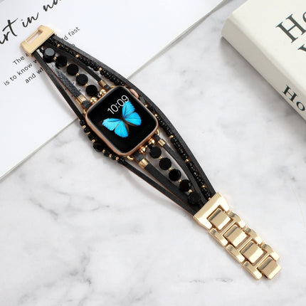 Jewelry Watch Band For Apple Watch Series 9&8&7 41mm / SE 3&SE 2&6&SE&5&4 40mm / 3&2&1 38mm(Black)-garmade.com