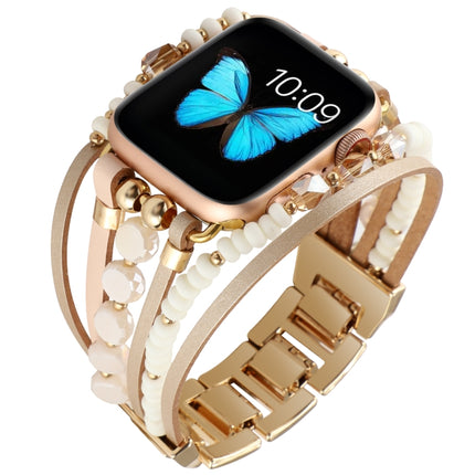 Jewelry Watch Band For Apple Watch Series 9&8&7 41mm / SE 3&SE 2&6&SE&5&4 40mm / 3&2&1 38mm(Gold)-garmade.com