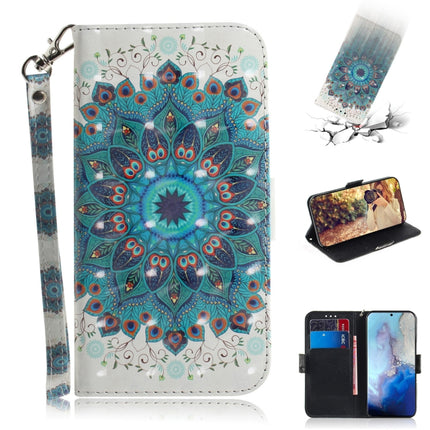 For Galaxy S20 3D Formula Pattern Magnetic Attraction Horizontal Flip Leather Case with Lanyard, Support Holder & Card Slot & Wallet(Peacock Wreath)-garmade.com