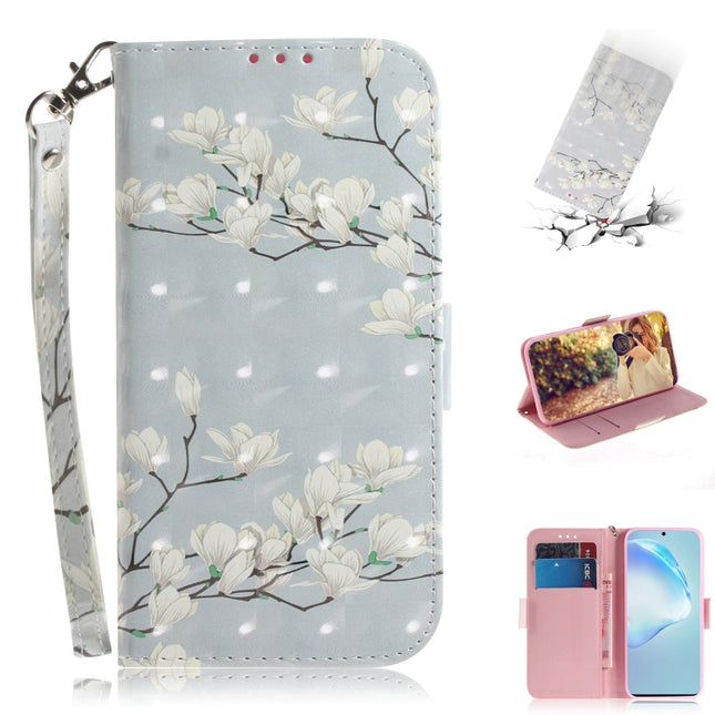 For Galaxy S20+ 3D Formula Pattern Magnetic Attraction Horizontal Flip Leather Case with Lanyard, Support Holder & Card Slot & Wallet(Magnolia)-garmade.com