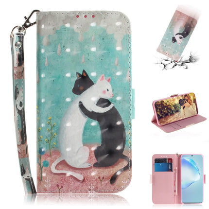 For Galaxy S20+ 3D Formula Pattern Magnetic Attraction Horizontal Flip Leather Case with Lanyard, Support Holder & Card Slot & Wallet(Black and White Cat)-garmade.com