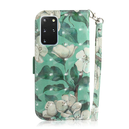 For Galaxy S20+ 3D Formula Pattern Magnetic Attraction Horizontal Flip Leather Case with Lanyard, Support Holder & Card Slot & Wallet(Watercolor Flowers)-garmade.com
