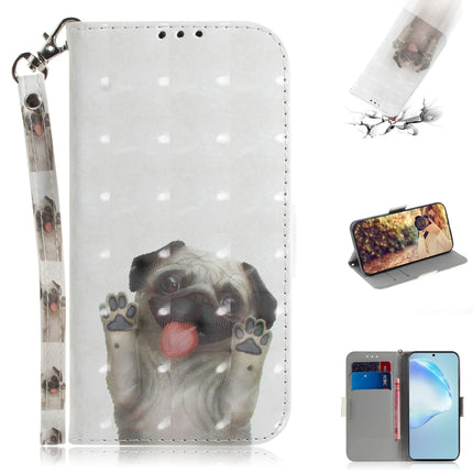 For Galaxy S20+ 3D Formula Pattern Magnetic Attraction Horizontal Flip Leather Case with Lanyard, Support Holder & Card Slot & Wallet(Pekingese Dog)-garmade.com