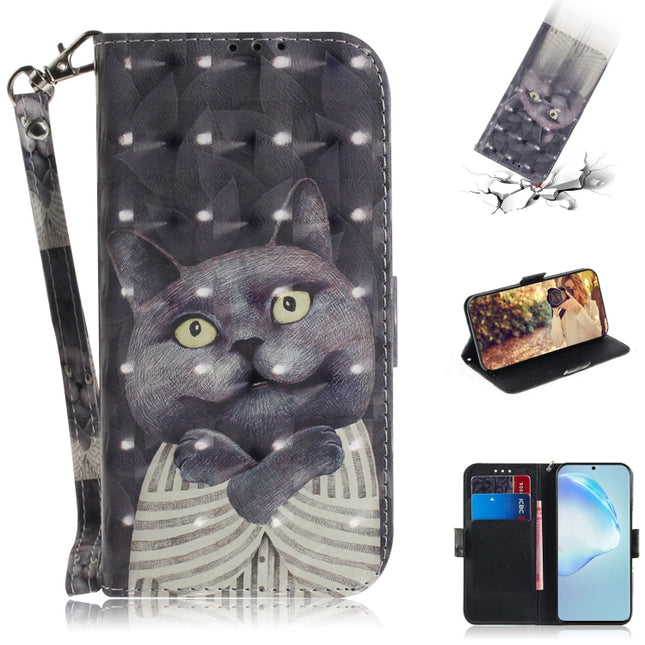 For Galaxy S20 Ultra 3D Formula Pattern Magnetic Attraction Horizontal Flip Leather Case with Lanyard, Support Holder & Card Slot & Wallet(Embrace The Cat)-garmade.com