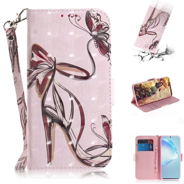 For Galaxy S20 Ultra 3D Formula Pattern Magnetic Attraction Horizontal Flip Leather Case with Lanyard, Support Holder & Card Slot & Wallet(Butterfly High Heels)-garmade.com