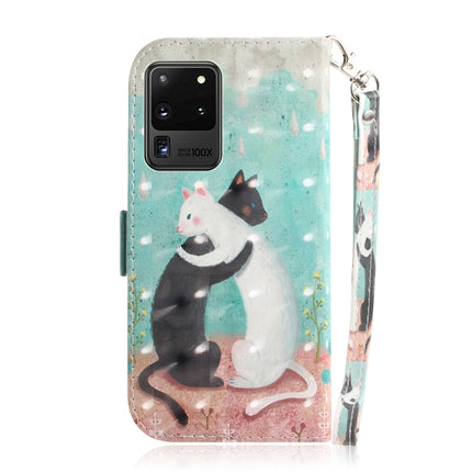 For Galaxy S20 Ultra 3D Formula Pattern Magnetic Attraction Horizontal Flip Leather Case with Lanyard, Support Holder & Card Slot & Wallet(Black and White Cat)-garmade.com