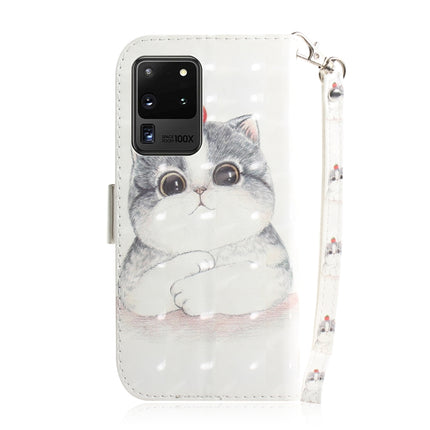 For Galaxy S20 Ultra 3D Formula Pattern Magnetic Attraction Horizontal Flip Leather Case with Lanyard, Support Holder & Card Slot & Wallet(Cute Cat)-garmade.com