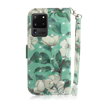 For Galaxy S20 Ultra 3D Formula Pattern Magnetic Attraction Horizontal Flip Leather Case with Lanyard, Support Holder & Card Slot & Wallet(Watercolor Flowers)-garmade.com