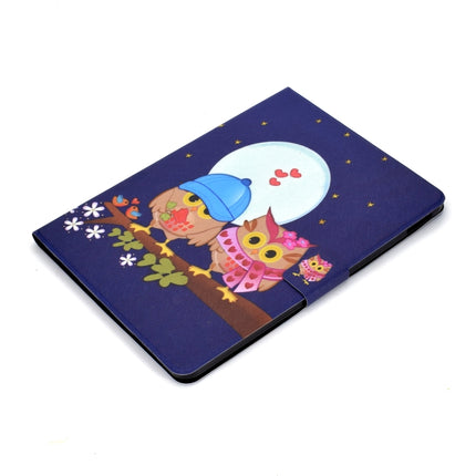 For iPad Pro 11 2020 Electric Pressed TPU Left and Right Open Flat Leather Tablet Case with Sleep Function & Card Buckle Anti-skid Strip(Couple Owls)-garmade.com
