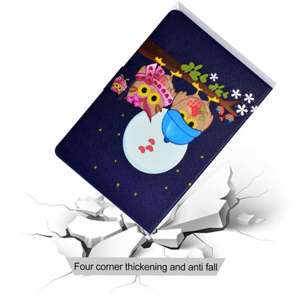 For iPad Pro 11 2020 Electric Pressed TPU Left and Right Open Flat Leather Tablet Case with Sleep Function & Card Buckle Anti-skid Strip(Couple Owls)-garmade.com