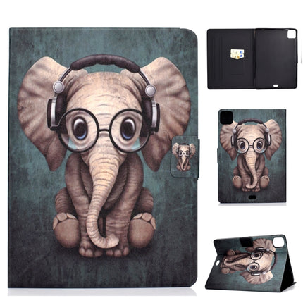 For iPad Pro 11 2020 Electric Pressed TPU Left and Right Open Flat Leather Tablet Case with Sleep Function & Card Buckle Anti-skid Strip(Elephant)-garmade.com