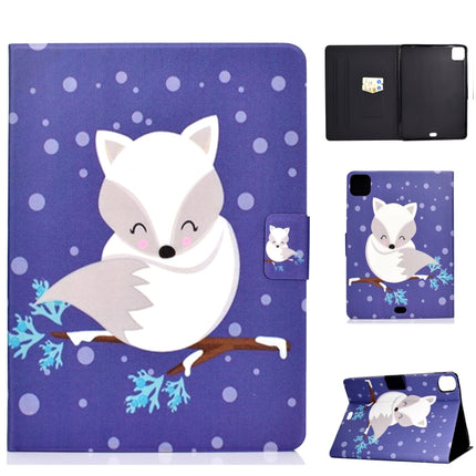 For iPad Pro 11 2020 Electric Pressed TPU Left and Right Open Flat Leather Tablet Case with Sleep Function & Card Buckle Anti-skid Strip(Arctic Fox)-garmade.com