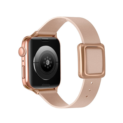 Magnetic Rose Gold Square Buckle Watch Band For Apple Watch Ultra 49mm&Watch Ultra 2 49mm / Series 9&8&7 45mm / SE 3&SE 2&6&SE&5&4 44mm / 3&2&1 42mm(Pink)-garmade.com