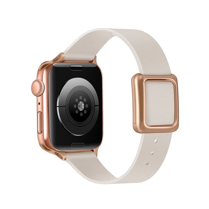 Magnetic Rose Gold Square Buckle Watch Band For Apple Watch Ultra 49mm&Watch Ultra 2 49mm / Series 9&8&7 45mm / SE 3&SE 2&6&SE&5&4 44mm / 3&2&1 42mm(Starlight)-garmade.com