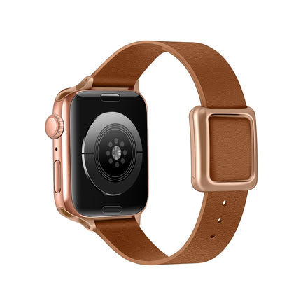 Magnetic Rose Gold Square Buckle Watch Band For Apple Watch Ultra 49mm&Watch Ultra 2 49mm / Series 9&8&7 45mm / SE 3&SE 2&6&SE&5&4 44mm / 3&2&1 42mm(Brown)-garmade.com