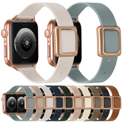 Magnetic Rose Gold Square Buckle Watch Band For Apple Watch Ultra 49mm&Watch Ultra 2 49mm / Series 9&8&7 45mm / SE 3&SE 2&6&SE&5&4 44mm / 3&2&1 42mm(Brown)-garmade.com