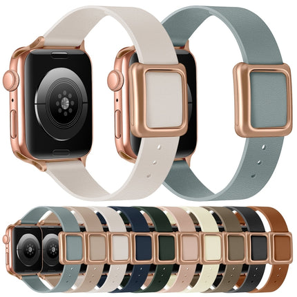 Magnetic Rose Gold Square Buckle Watch Band For Apple Watch Ultra 49mm&Watch Ultra 2 49mm / Series 9&8&7 45mm / SE 3&SE 2&6&SE&5&4 44mm / 3&2&1 42mm(Midnight Blue)-garmade.com