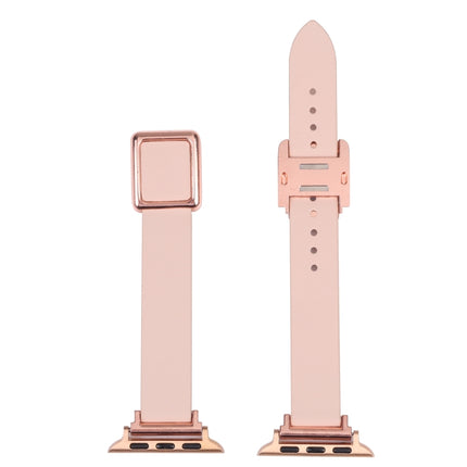 Magnetic Rose Gold Square Buckle Watch Band For Apple Watch Ultra 49mm&Watch Ultra 2 49mm / Series 9&8&7 45mm / SE 3&SE 2&6&SE&5&4 44mm / 3&2&1 42mm(Apricot)-garmade.com