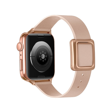 Magnetic Rose Gold Square Buckle Watch Band For Apple Watch Series 9&8&7 41mm / SE 3&SE 2&6&SE&5&4 40mm / 3&2&1 38mm(Pink)-garmade.com