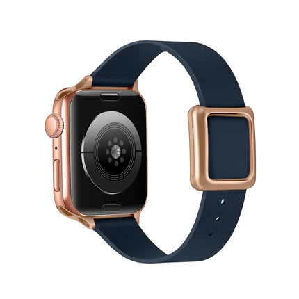 Magnetic Rose Gold Square Buckle Watch Band For Apple Watch Series 9&8&7 41mm / SE 3&SE 2&6&SE&5&4 40mm / 3&2&1 38mm(Midnight Blue)-garmade.com