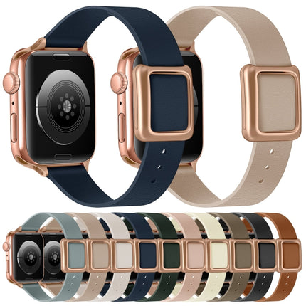 Magnetic Rose Gold Square Buckle Watch Band For Apple Watch Series 9&8&7 41mm / SE 3&SE 2&6&SE&5&4 40mm / 3&2&1 38mm(Brown)-garmade.com