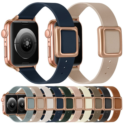 Magnetic Rose Gold Square Buckle Watch Band For Apple Watch Series 9&8&7 41mm / SE 3&SE 2&6&SE&5&4 40mm / 3&2&1 38mm(Black)-garmade.com