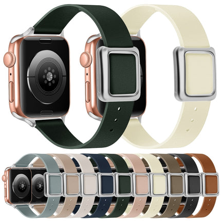 Magnetic Silver Square Buckle Watch Band For Apple Watch Ultra 49mm&Watch Ultra 2 49mm / Series 9&8&7 45mm / SE 3&SE 2&6&SE&5&4 44mm / 3&2&1 42mm(Brown)-garmade.com
