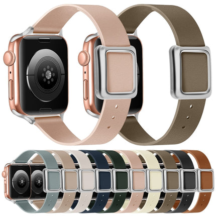 Magnetic Silver Square Buckle Watch Band For Apple Watch Series 9&8&7 41mm / SE 3&SE 2&6&SE&5&4 40mm / 3&2&1 38mm(Starlight)-garmade.com