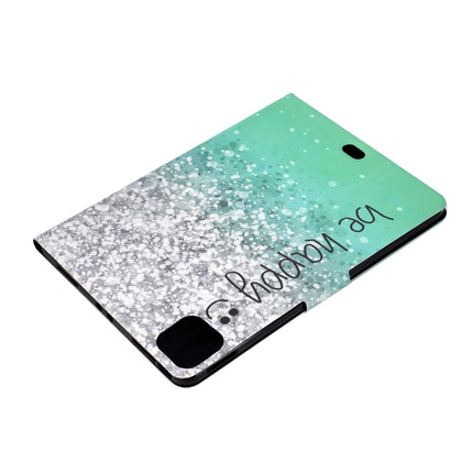 For iPad Pro 11 2020 Electric Pressed TPU Left and Right Open Flat Leather Tablet Case with Sleep Function & Card Buckle Anti-skid Strip(Green Quicksand)-garmade.com