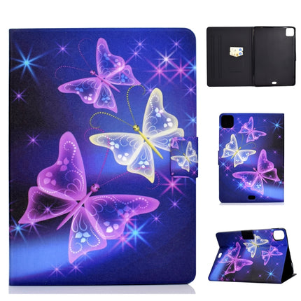 For iPad Pro 11 2020 Electric Pressed TPU Left and Right Open Flat Leather Tablet Case with Sleep Function & Card Buckle Anti-skid Strip(Starry Sky Butterfly)-garmade.com