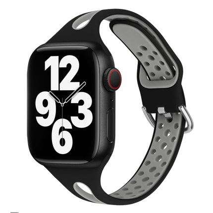 Water Drop Silicone Watch Band For Apple Watch Ultra 49mm&Watch Ultra 2 49mm / Series 9&8&7 45mm / SE 3&SE 2&6&SE&5&4 44mm / 3&2&1 42mm(Black and Cold Grey)-garmade.com