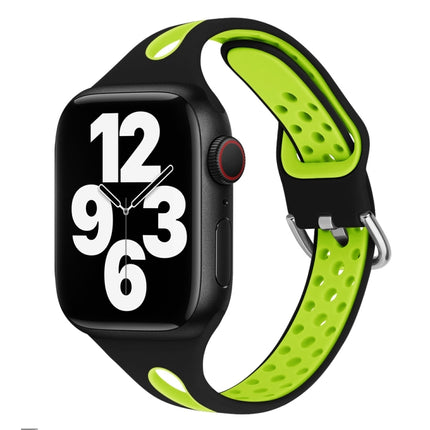 Water Drop Silicone Watch Band For Apple Watch Ultra 49mm&Watch Ultra 2 49mm / Series 9&8&7 45mm / SE 3&SE 2&6&SE&5&4 44mm / 3&2&1 42mm(Black and Fluorescent Yellow)-garmade.com