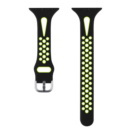 Water Drop Silicone Watch Band For Apple Watch Ultra 49mm&Watch Ultra 2 49mm / Series 9&8&7 45mm / SE 3&SE 2&6&SE&5&4 44mm / 3&2&1 42mm(Black and Fluorescent Yellow)-garmade.com