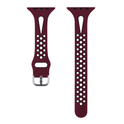 Water Drop Silicone Watch Band For Apple Watch Ultra 49mm&Watch Ultra 2 49mm / Series 9&8&7 45mm / SE 3&SE 2&6&SE&5&4 44mm / 3&2&1 42mm(Wine Red and Black)-garmade.com