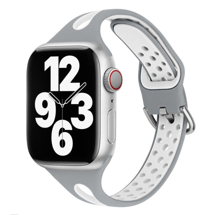 Water Drop Silicone Watch Band For Apple Watch Ultra 49mm&Watch Ultra 2 49mm / Series 9&8&7 45mm / SE 3&SE 2&6&SE&5&4 44mm / 3&2&1 42mm(Cold Silver and White)-garmade.com
