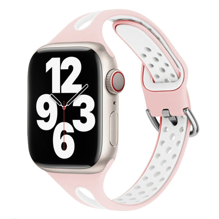 Water Drop Silicone Watch Band For Apple Watch Ultra 49mm&Watch Ultra 2 49mm / Series 9&8&7 45mm / SE 3&SE 2&6&SE&5&4 44mm / 3&2&1 42mm(Light Pink and White)-garmade.com