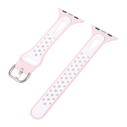 Water Drop Silicone Watch Band For Apple Watch Ultra 49mm&Watch Ultra 2 49mm / Series 9&8&7 45mm / SE 3&SE 2&6&SE&5&4 44mm / 3&2&1 42mm(Light Pink and White)-garmade.com