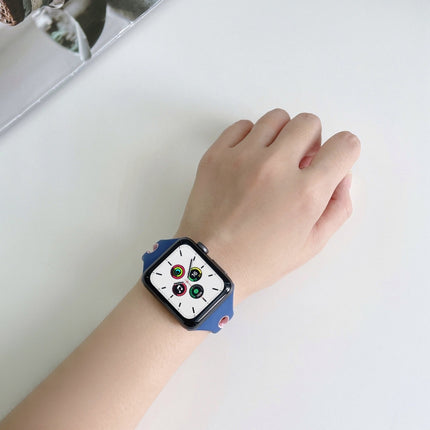 Water Drop Silicone Watch Band For Apple Watch Ultra 49mm&Watch Ultra 2 49mm / Series 9&8&7 45mm / SE 3&SE 2&6&SE&5&4 44mm / 3&2&1 42mm(Midnight Blue and White)-garmade.com