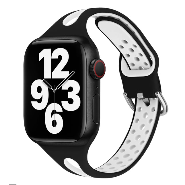 Water Drop Silicone Watch Band For Apple Watch Series 9&8&7 41mm / SE 3&SE 2&6&SE&5&4 40mm / 3&2&1 38mm(Black and White)-garmade.com