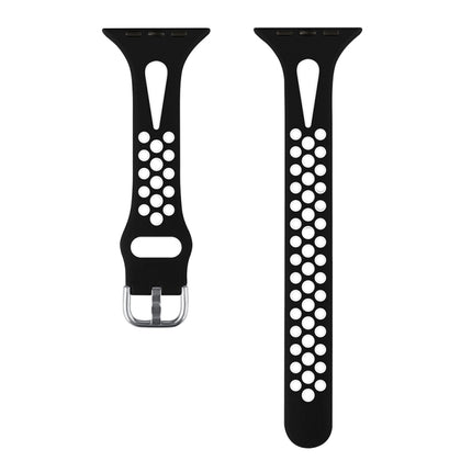 Water Drop Silicone Watch Band For Apple Watch Series 9&8&7 41mm / SE 3&SE 2&6&SE&5&4 40mm / 3&2&1 38mm(Black and White)-garmade.com