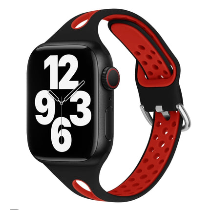 Water Drop Silicone Watch Band For Apple Watch Series 9&8&7 41mm / SE 3&SE 2&6&SE&5&4 40mm / 3&2&1 38mm(Black and Red)-garmade.com